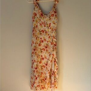 Abercrombie & Fitch Floral Midi Dress - Cream and Orange